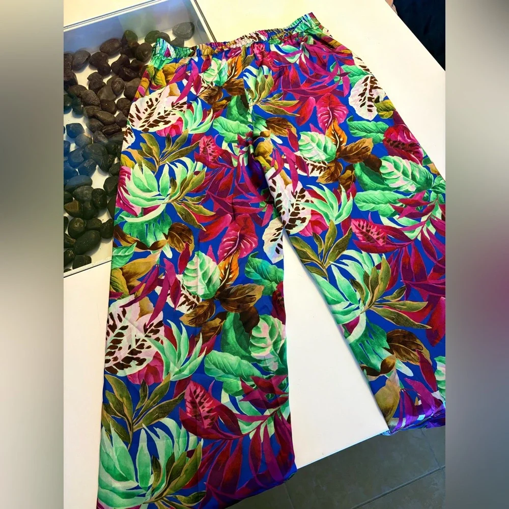 Zara Bright Tropical Leaf Print Blazer and Pants Set - Picture 9 of 16